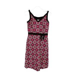 Ann Taylor Loft Dress Sz 10 Multicolor Geometric Sleeveless Lined V-Neck Shift